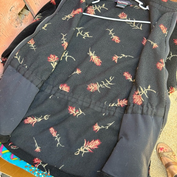 VTG Early Winters Womens Jacket Large Black Full Zip Fleece Floral Vintage - Picture 12 of 12